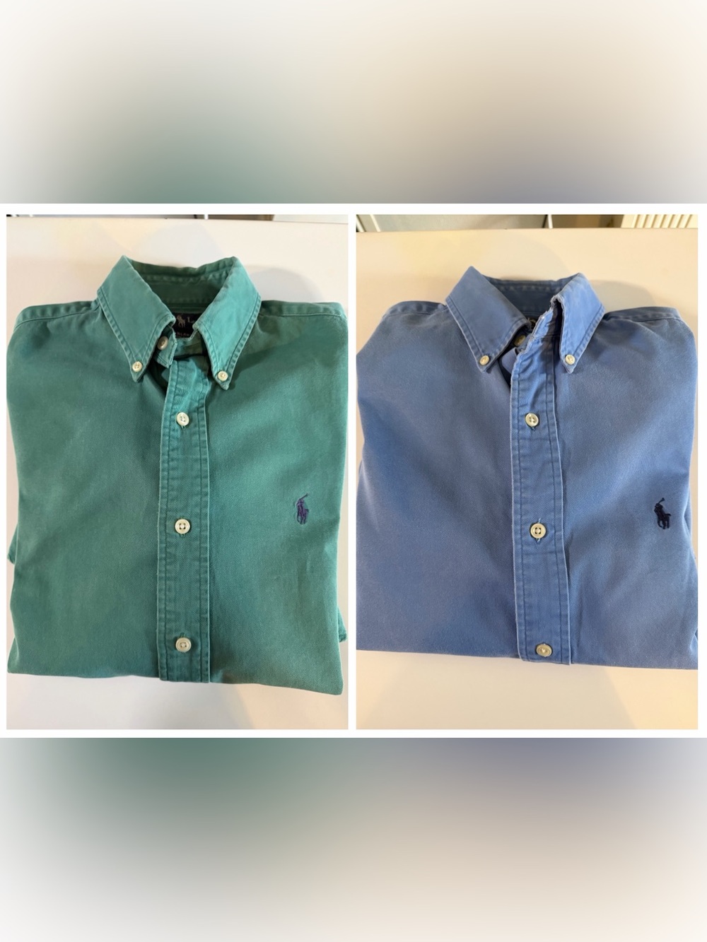 Lot of 2 Polo Ralph Lauren Blake Shirt Mens Small 100% 2-Ply Cotton Long Sleeve
